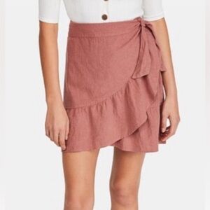 Free People Terracotta Wrap Ruffle Skirt with Tie